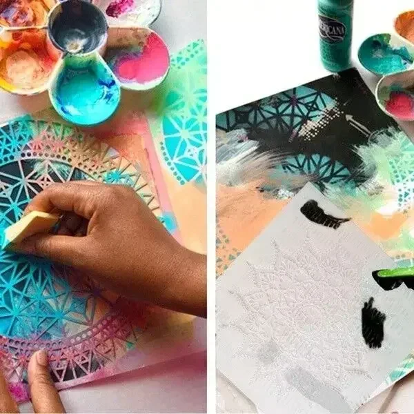 Molde de mandala DIY de 20x20 cm para pintar plantillas, álbum de fotos estampado, tarjeta de papel en relieve sobre madera, pared de tela, ciervo de Navidad