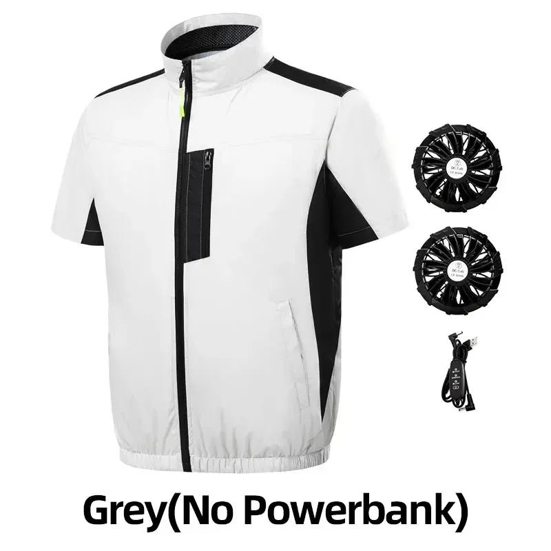 Kühlweste für herren mit usb-anschluss und Ventilator, kurzarm, klimaanlagenkleidung, hitzeschutz, arbeitsschutz, schweißerarbeitsjacke: M / Schwarz