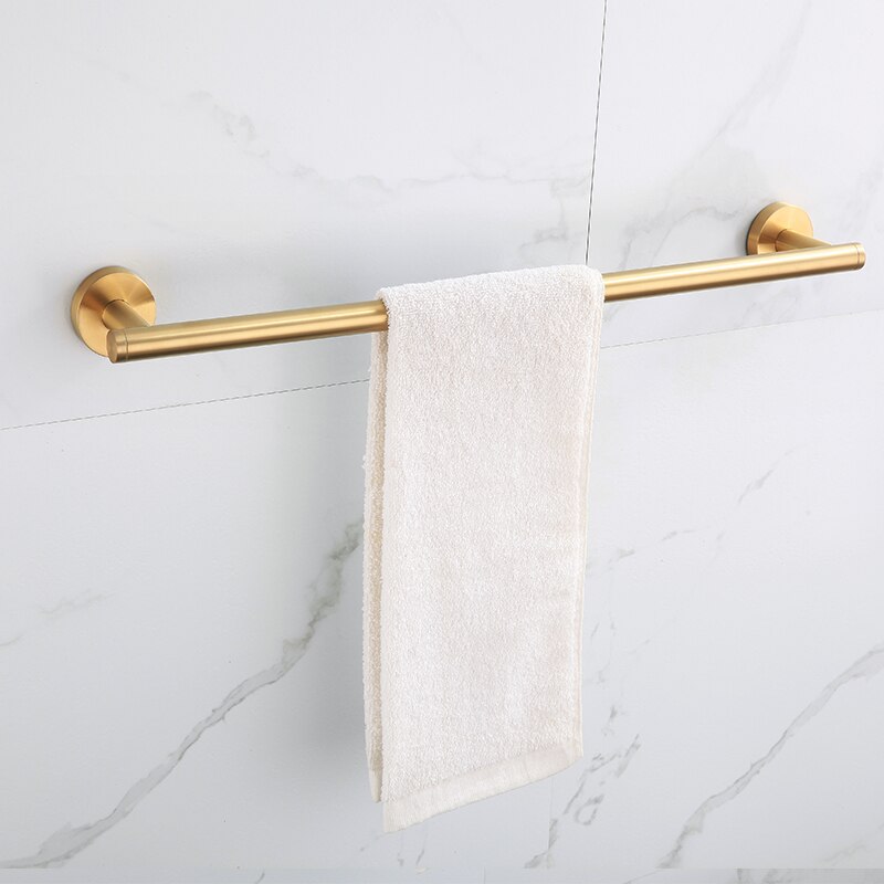 Europæisk badeværelsesstativ vægmonteret håndklædestang rundt vedhæng børstet guld tilbehør til badeværelset as24 – Grandado