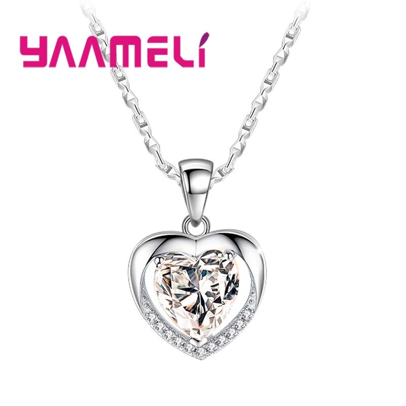 Einzigartige halskette mit herzförmigem anhänger aus sterlingsilber 925 ozeanblau und weiß mit zirkonia-kristallen – ein accessoire für damen, partys und weihnachten.: Weiß