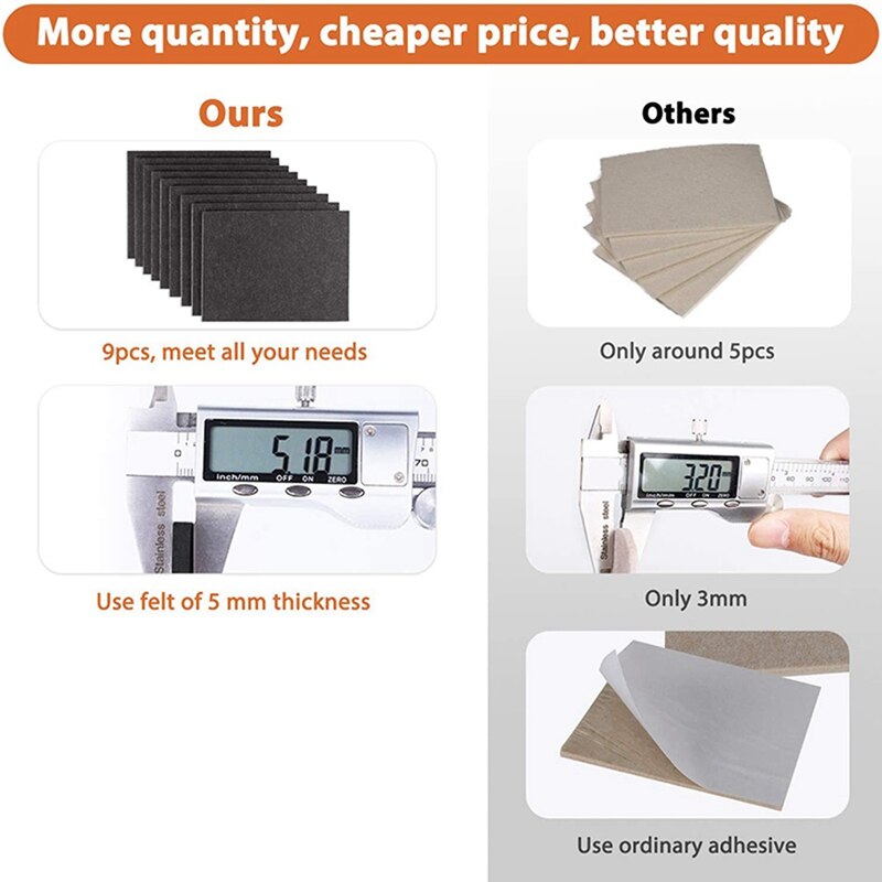 18 Stuks 8 Inch X 6 Inch X 1/5 Inch Meubels Viltjes Zelfklevende, cuttable Vilt Stoel Pads, Anti Scratch Floor