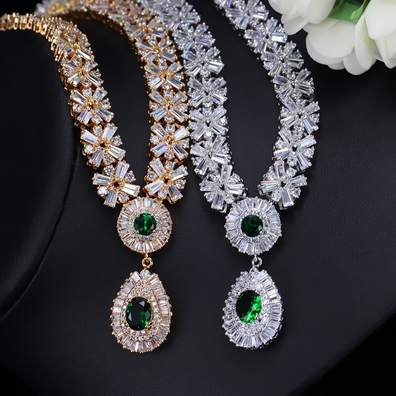 Threegraces Prachtige Zilveren Kleur Cz Grote Royal Blue Water Ketting Oorbellen Afrikaanse Sieraden Sets Voor Bruiden JS029