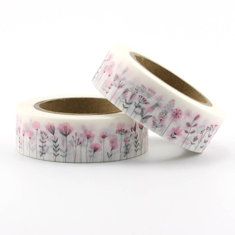 Cinta Washi de papel japonés para manualidades, cintas adhesivas de papel rosa, pegatinas, papelería decorativa, 1,5 cm x 10m, 1 unidad
