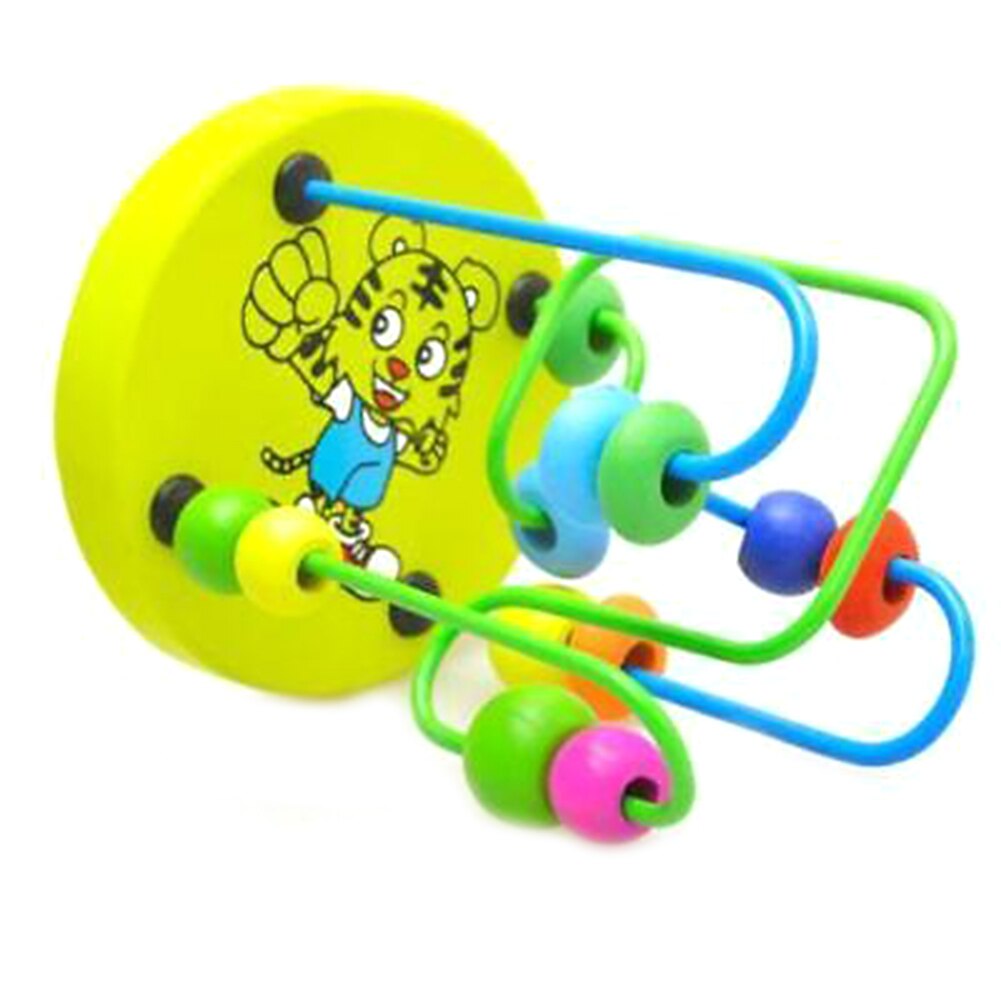 1Pc Baby Peuters Houten Kralen Doolhof Spel Roller Coaster Rond Circle Bead Interactieve Vroege Educatief Speelgoed Rond Kralen Speelgoed