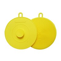 food grade zuig spons siliconen afwassen spons scrubber silicon spons voor wassen gerechten: Yellow