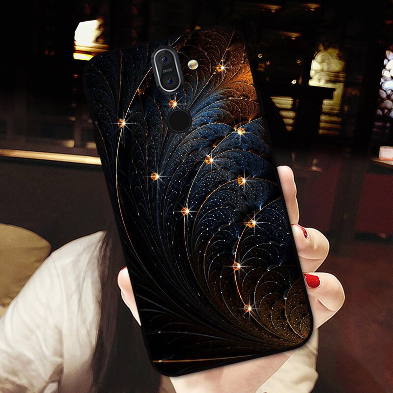 Bling Kristall Strass Fall Für Nokia 9 PureView 7 Plus X71 Luxus Capa Diamant Abdeckung Für NOKIA 8 Sirocco: For Nokia 7 / Black