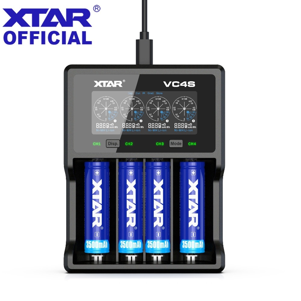 XTAR Battery Charger VC4S QC3.0 Fast Charging AA AAA Battery 20700 21700 18650 Battery Charger VC4S VS XTAR VC4 Charger