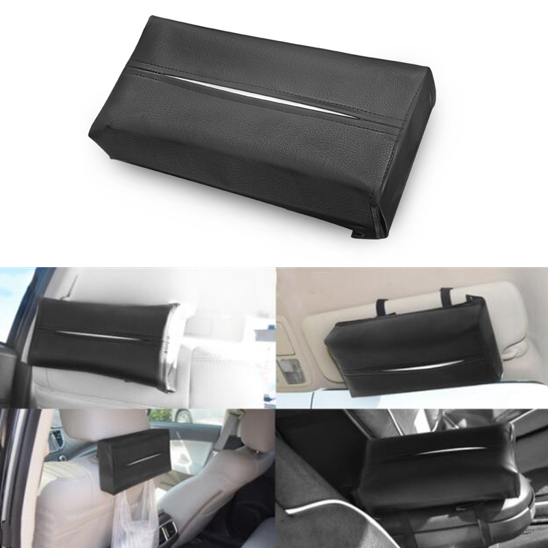 Universele Auto Zonneklep Tissue Box Houder Pu Leather Tissue Box Cover Case Voor Papier Auto Organizer Accessoires