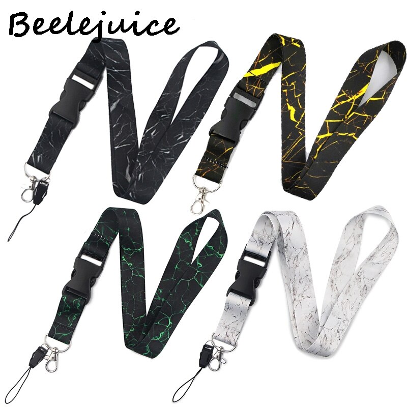 Marmer Patroon Nekriem Lanyard Sleutelhanger Mobiele Telefoon Strap Id Badge Houder Touw Sleutelhanger Accessoires Cadeau Omboordsels Linten