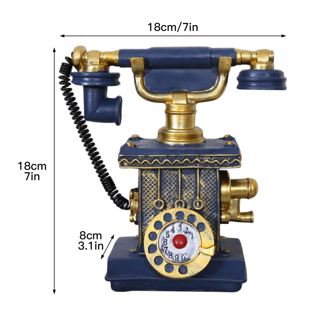 Piggy Bank Ornaments Telephone Easy To Clean American Retro Resin Coin Box Furnishings Vintage Home Deco