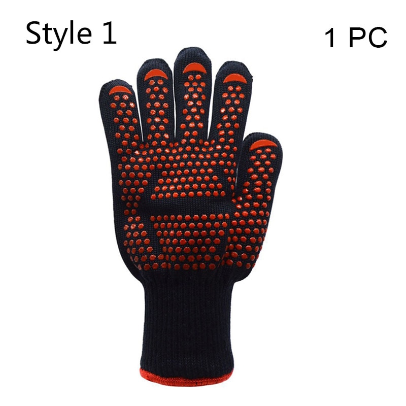 500-800 grader extremt värmetåliga grillhandskar för bakning grillning ugnsvantar kökstillbehör matlagningshandskar: Stil 1 -1 st