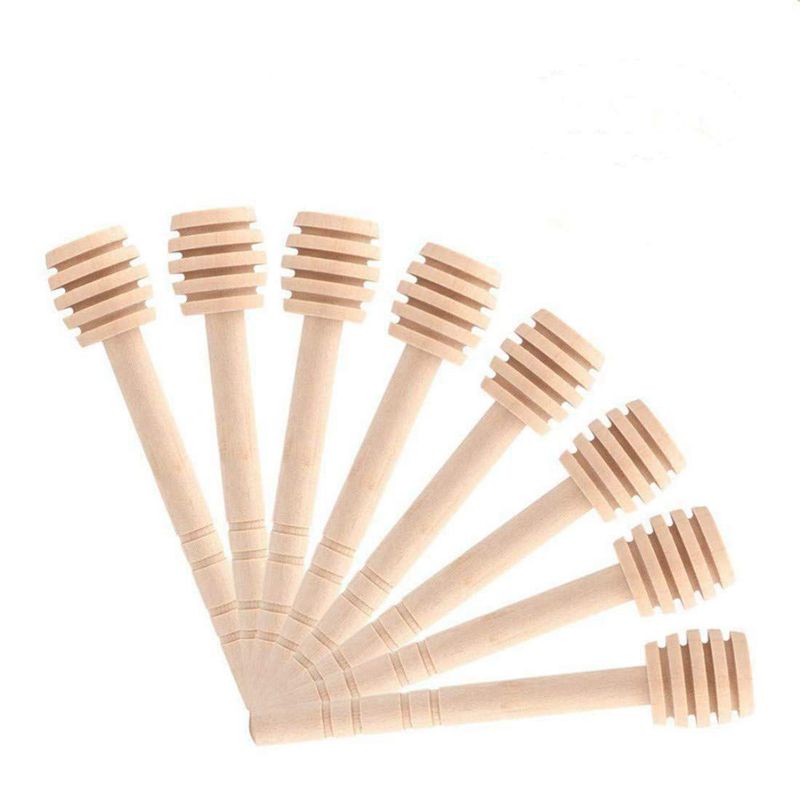 50Pcs Honey Spoons Wooden Baton Natural Household Blender Portable Honey Jam Distribution Pot Collection (10cm): Default Title