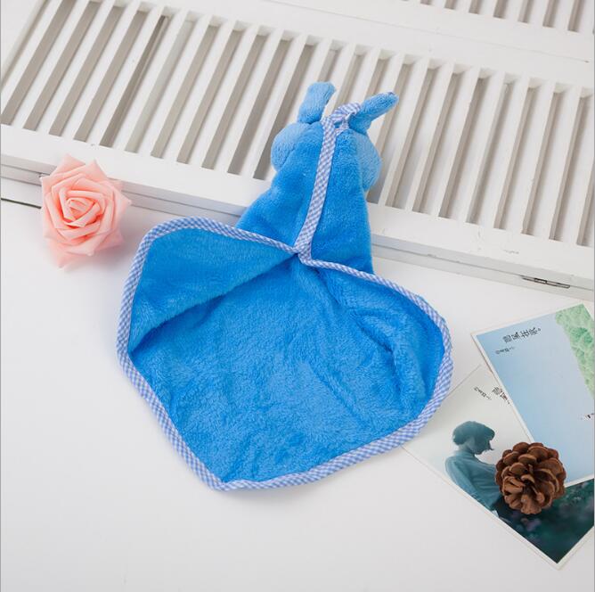 Baby Infant Coral Velvet Hand Towel Cartoon Animal Rabbit Kitchen Hanging Bath Wipe Towel Washcloths Kids Handkerchief