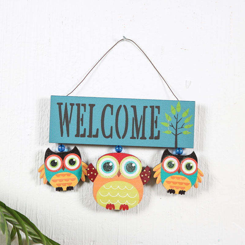 Mooie Uil Welkom Houten Bord Muur Opknoping Prikbord Voor Feestelijke Interieur Outdoor Home Deur Inrichting Tuin Decoratie