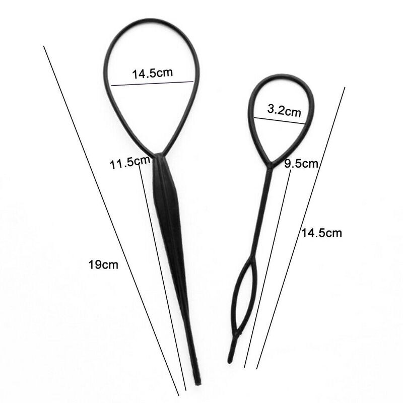 Extracteur de cheveux noir, 4 pièces, outils de coiffure, queue de cheval, créateur de cheveux bouclés de mariée, accessoires en boucle en plastique