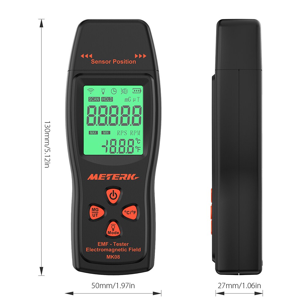 Emf meter håndholdt mini digital lcd emf detektor feltmåler elektrisk felt stråling og magnetfelt emission detektor