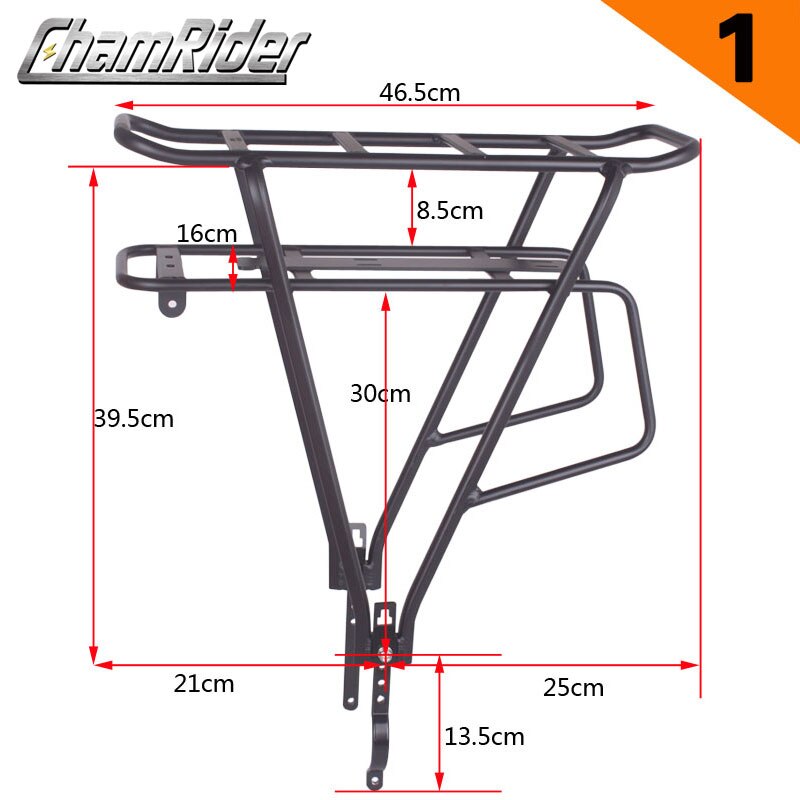 Zwart 26 Inch 28 Inch 700C Bike Bagage Rack Dubbellaags Fiets Batterij Bagagedrager Verstelbare Zware Fiets Hanger: 1