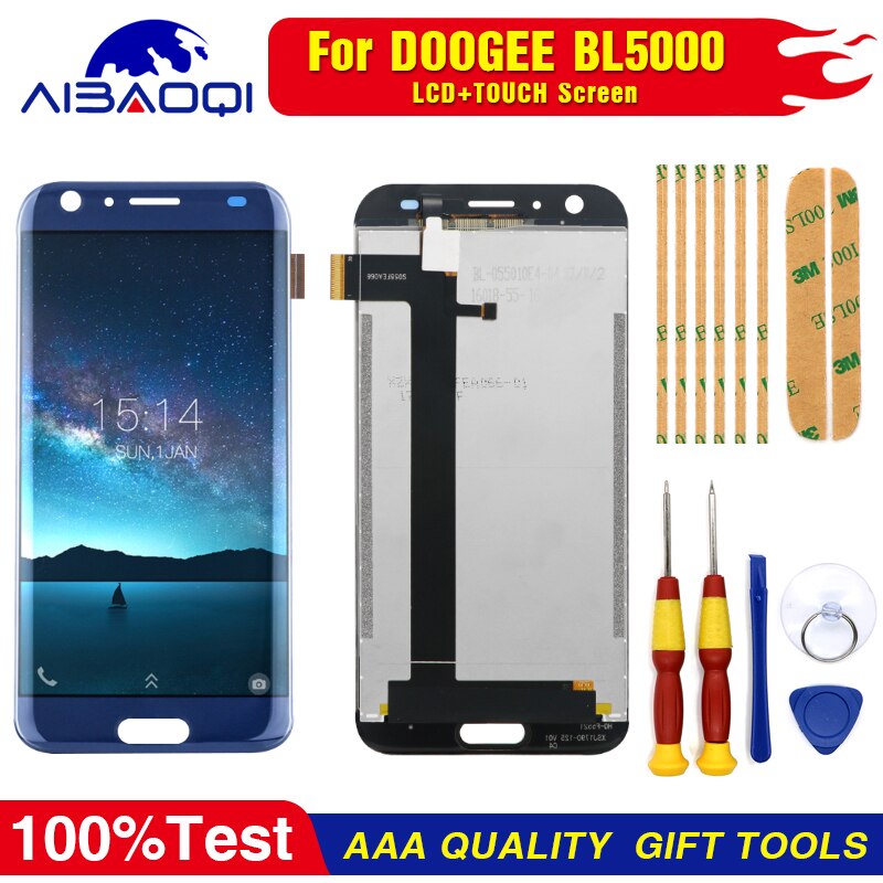 original Touch Screen LCD Display LCD Screen For DOOGEE BL5000 Replacement Parts + Disassemble Tool+3M Adhesive: Blue Screen