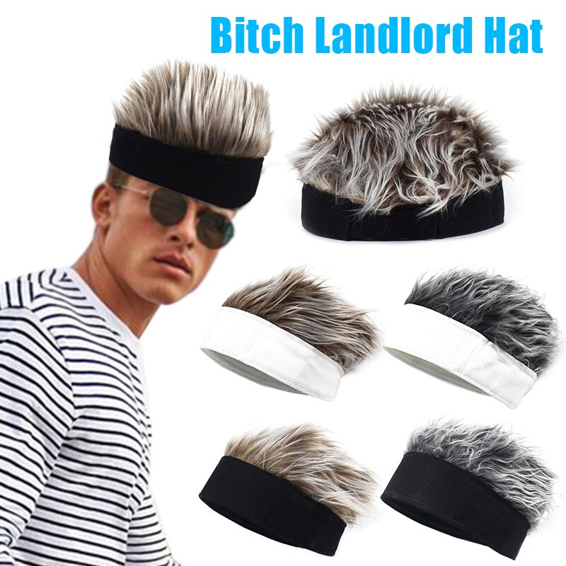 Men Women Beanie Wig Hat Fun Short Hair Caps Breathable Soft for Party Outdoor H9