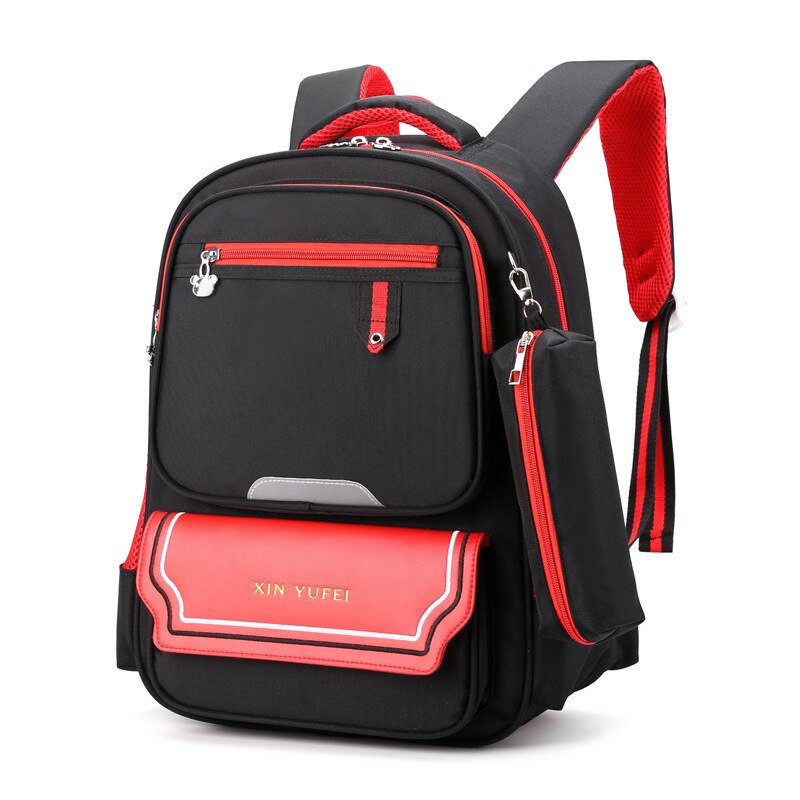 Meisjes Schooltassen Preppy Stijl Rugzakken Scholieren Contrast Kleur Rugzak Kinderen Tas Kinderen Schooltas Mochila Infantil: black  red