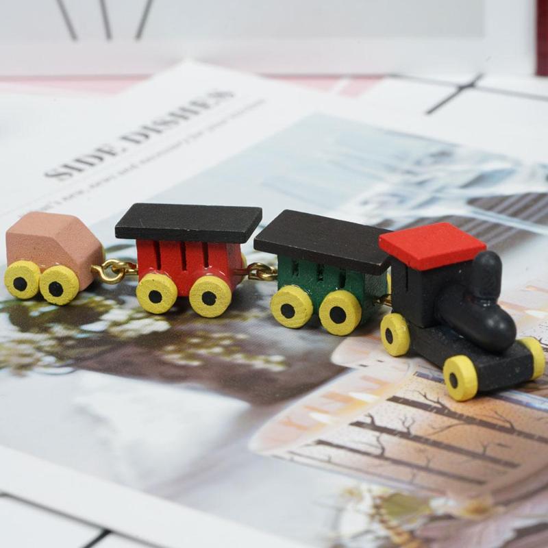 1:12 Mini Train Model Solid Wood Color House Miniature Children's Toy Dollhouse Bedroom Accessories Furniture Miniatur Z6W5