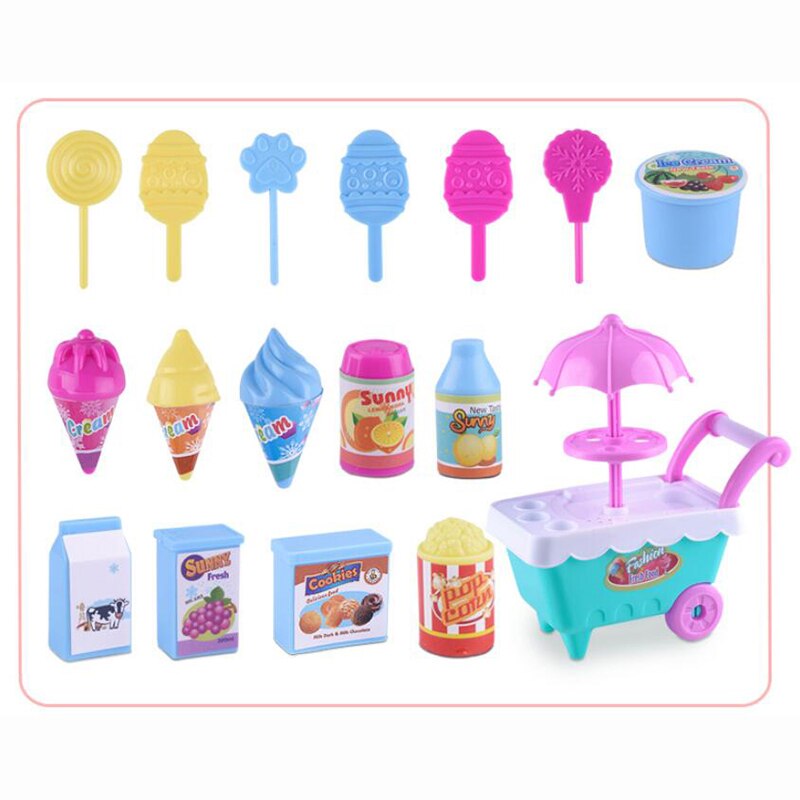 Simulatie Ijs Snacks Winkelwagen Candy Popcorn Melk Druif Sap Winkelwagen Puzzel Speelhuis Speelgoed Kinderen Meisje Verjaardag