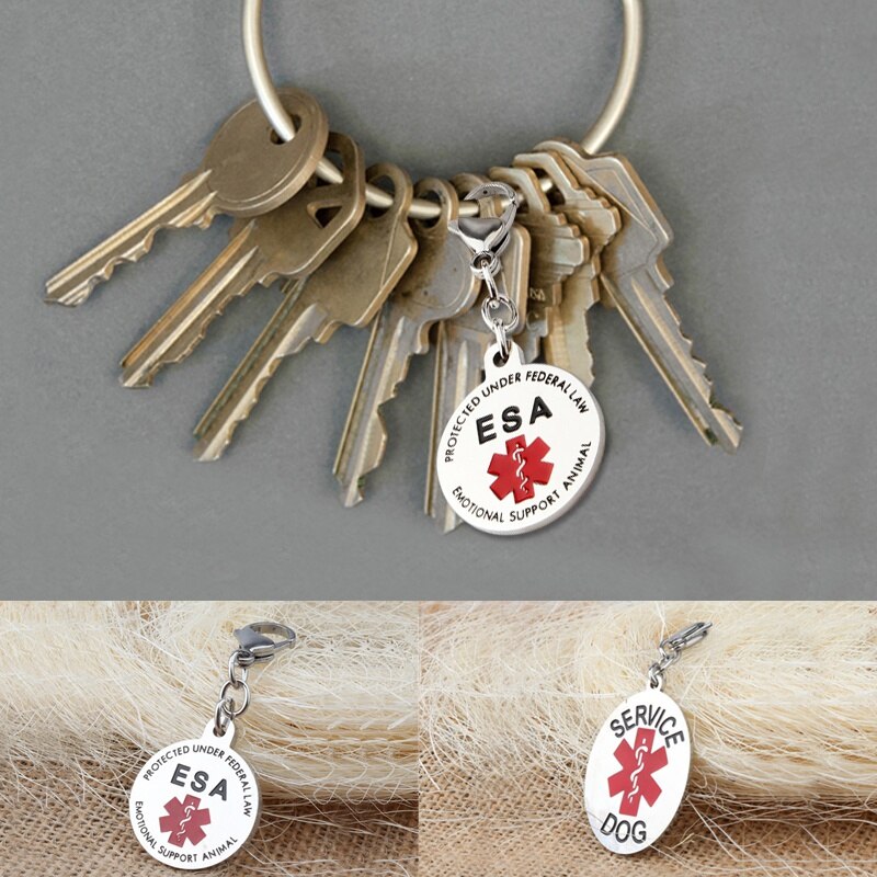 Porte-clé médical en forme d'animal de compagnie, accessoire médical à DOUBLE face avec soutien émotionnel, étiquette ronde, chien et chat, décoration, 1 pièce