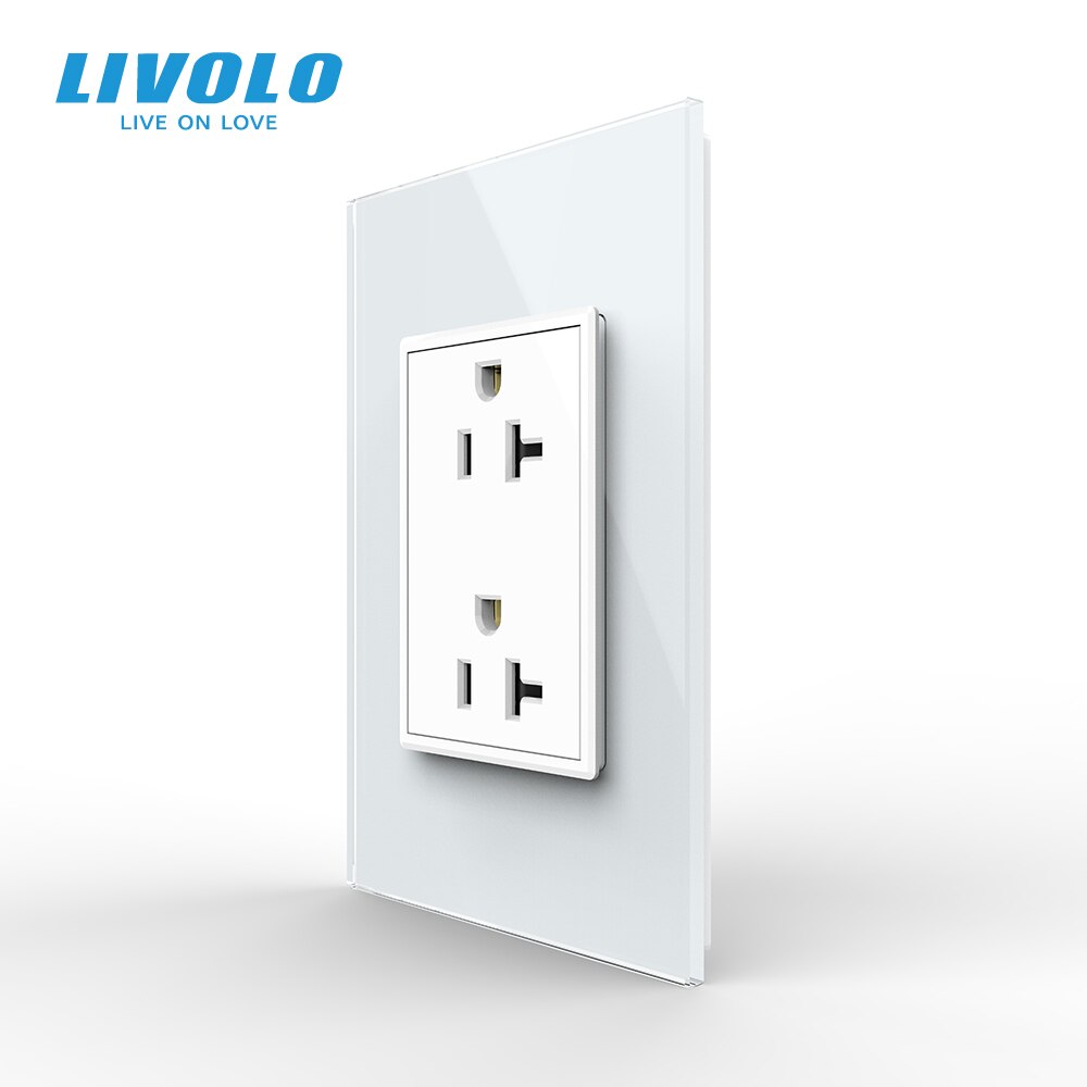Livolo US standard 20A Wall Power Socket, Double 3pins T Type Plugs , Ground Wires Link, Safety Protection