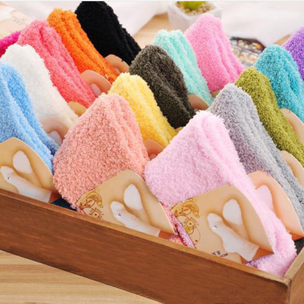 Chaussettes duveteuses pour femmes et filles, douces et chaudes, couleur Pure, pour la maison, #30