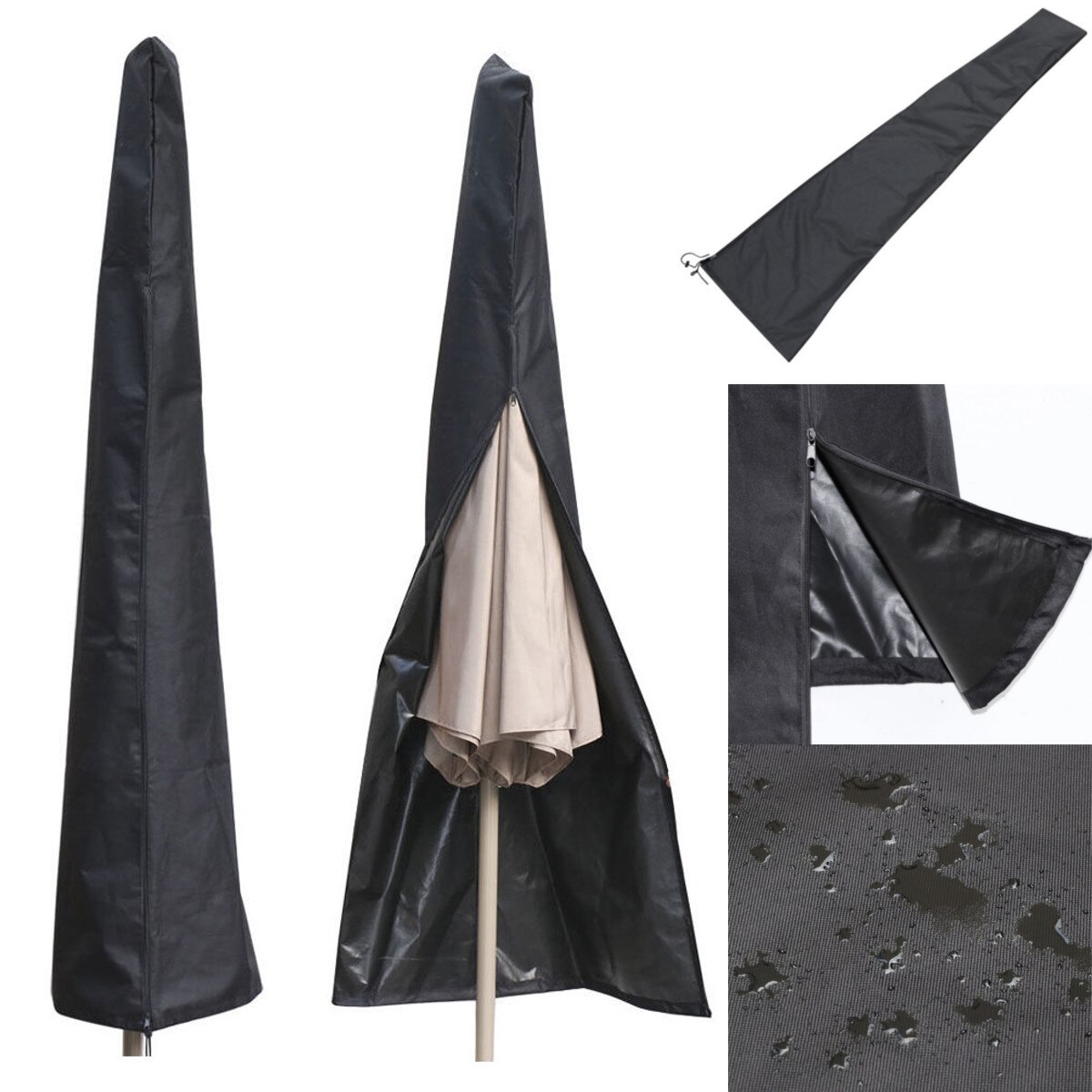 Waterproof Sun Shelter Patio Umbrella Canopy Rain Cover Shade Protective Sunshade Shed Zipper Bag Awing Bags Outdoor