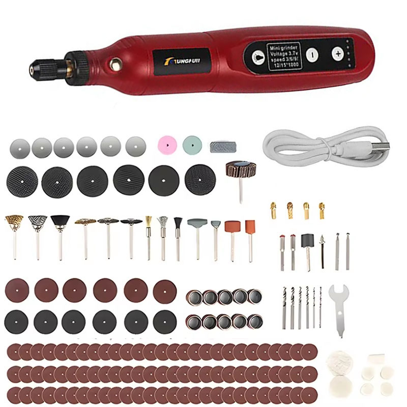 5-biegowy Regulowany Bezprzewodowy Piórkowy Grawerka Szlifierka Wiertarka Elektryczna robić Cięcia Polerowania Wiercenia Narzędzie Obrotowe z Akcesoriami Dremel: Czerwony