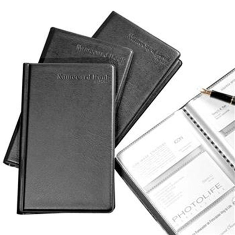 Carry business card book, PU leather business card book, capacity 180 sheets transparent PVC business card book office supplies