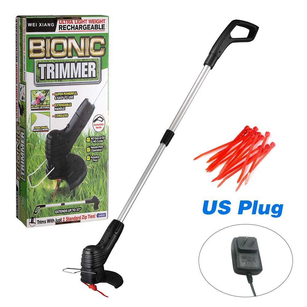 KKMOON Handheld Rechargeable Cordless Electric Lawn Mower Portable Lightweight Telescopic 13000 RPM Trimmer Mowing Machine: US Plug