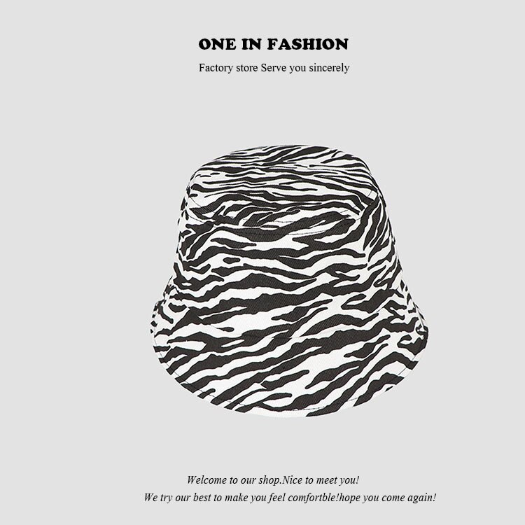 Zwart Wit Koe Zebra Patroon Emmer Hoeden Visser Caps Voor Vrouwen Zomer Luipaard Panama Emmer Hoed: Black and white