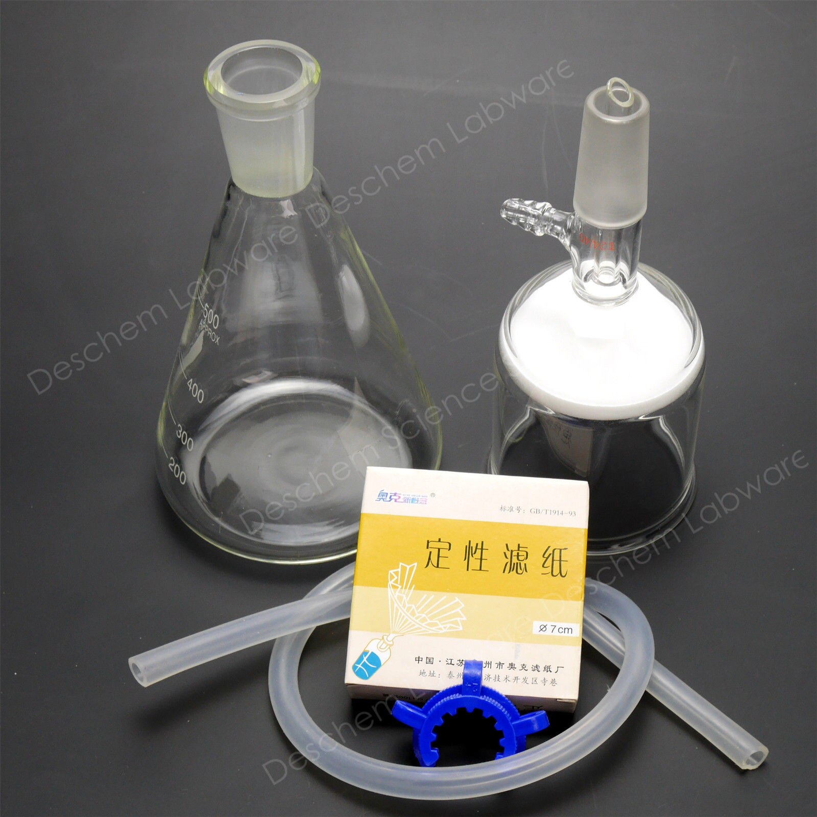 500 ml, 24/40, unité de Filtration par aspiration de laboratoire, entonnoir Buchner 200 ml, avec papier filtre
