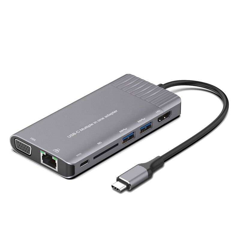 タイプc hdmi + 2ポートUSB3.0 + sd + pd + ギガビットイーサネットポート + vga + o多機能ドッキングステーション: Default Title