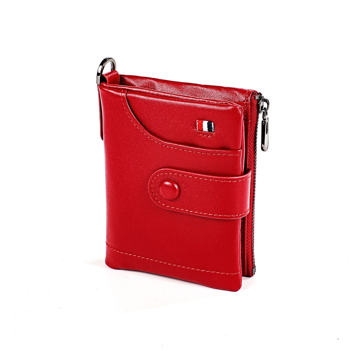 Genuine Leather Wallet Women Men Wallets RFID Card Vallet Short Purse Female Male Green Walet Portomonee Luxury Small Wallet Red: Red