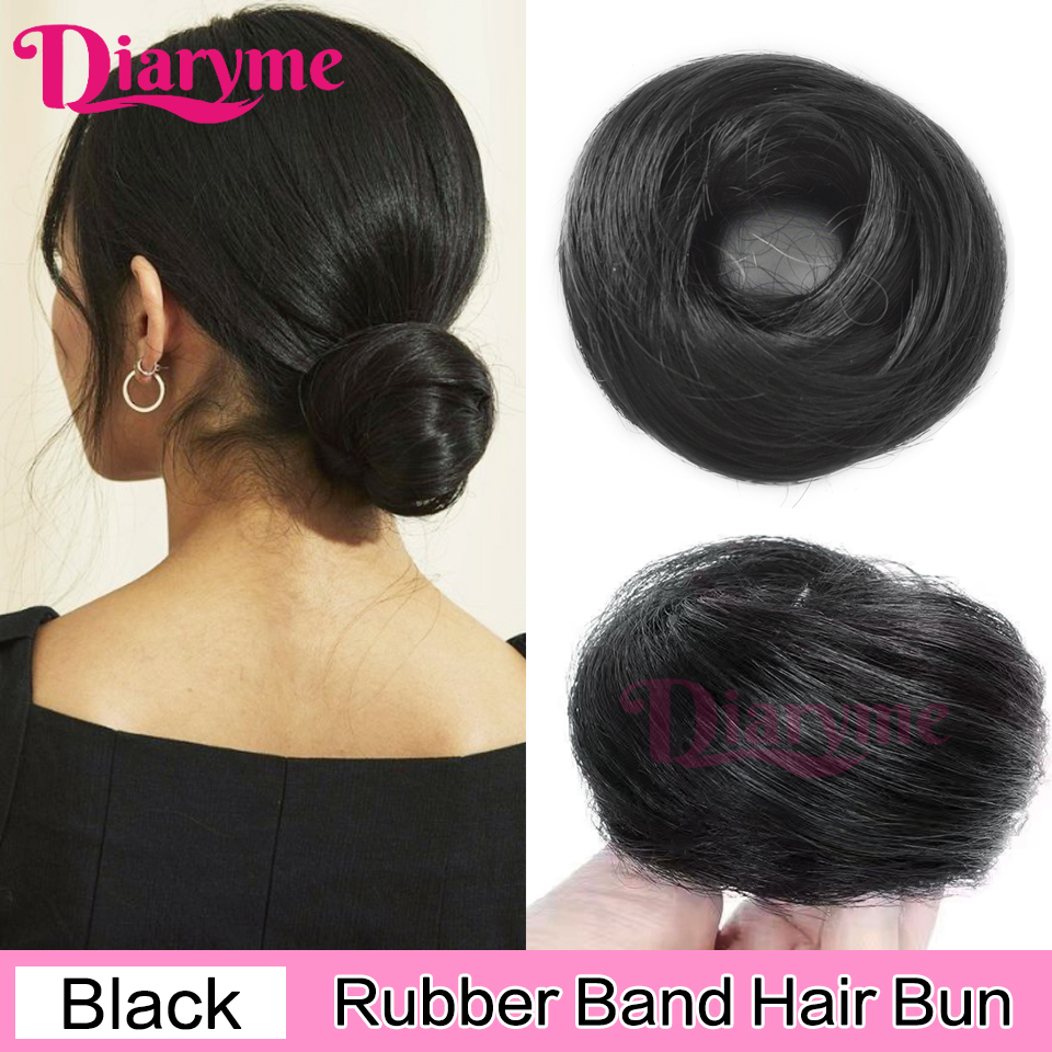 Cabelo sintético coque mulher em linha reta updo laço de cabelo elástico de borracha chignon extensões de cabelo faixas de cabelo natural fo: T1B/613