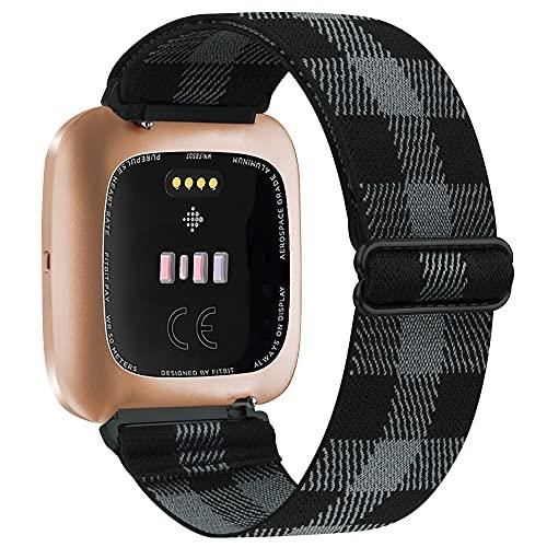 Nylon Elastische Band Voor Fitbit Versa 3 2 Band Verstelbare Ademend Horlogeband Sport Armband Band Voor Fitbit Versa 2 3 band: Black Gray / For Fitbit Versa 2