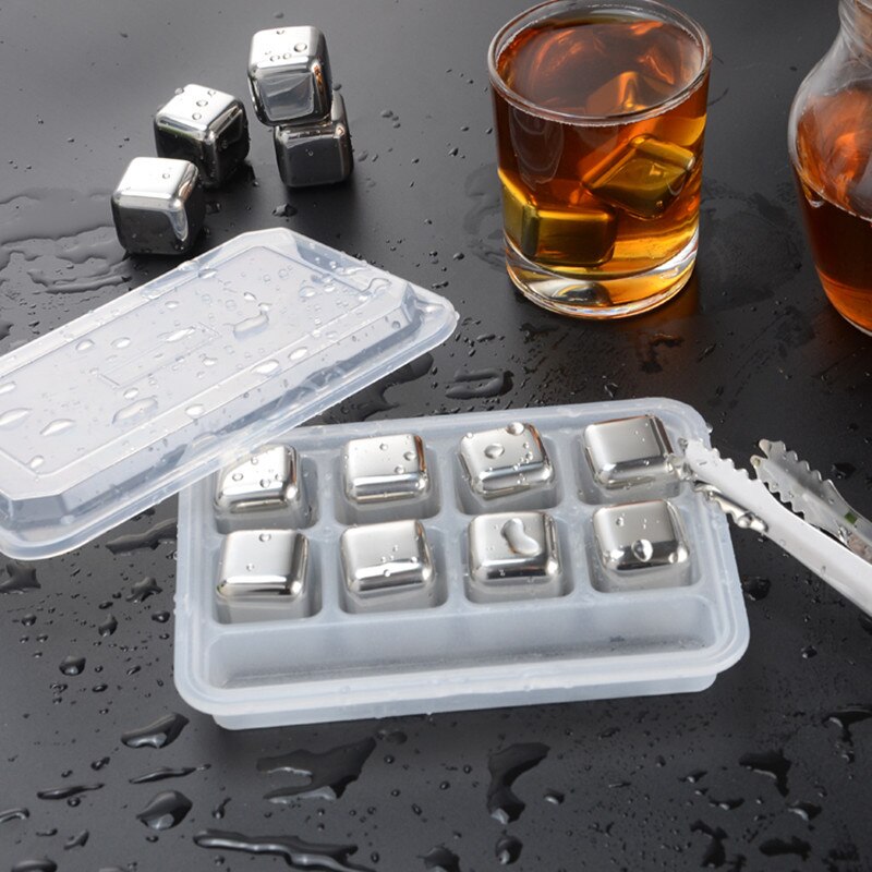 304 isterninger af rustfrit stål metal genanvendelige chilling whisky sten