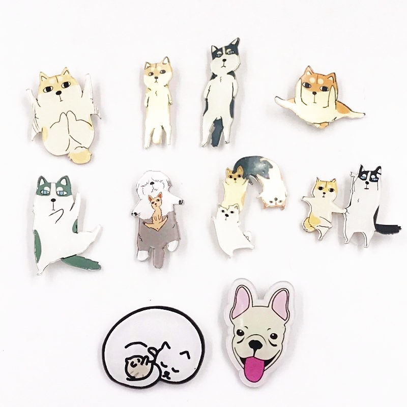 1Pcs Goede Acryl Pin Grappige Hond Kat Pictogram Broche Mooie Badge Decoratie Op Rugzak Kleding Sjaal Hoed Decoratie op Zak