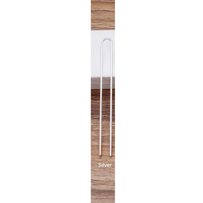 10 stücke 2x120mm Haar Klebt roh Durcheinander Rose Gold Farbe U bilden Haar Stifte leer Basis Einstellung zubehör für Frauen Schmuck Massen DIY: silberfarbe
