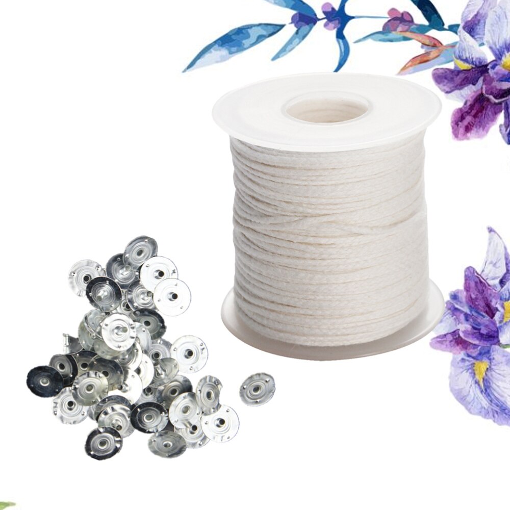 1 rol kaarsenmaakmateriaal, 61 meter gevlochten lont met 300 lipjes voor het maken van kaarsen