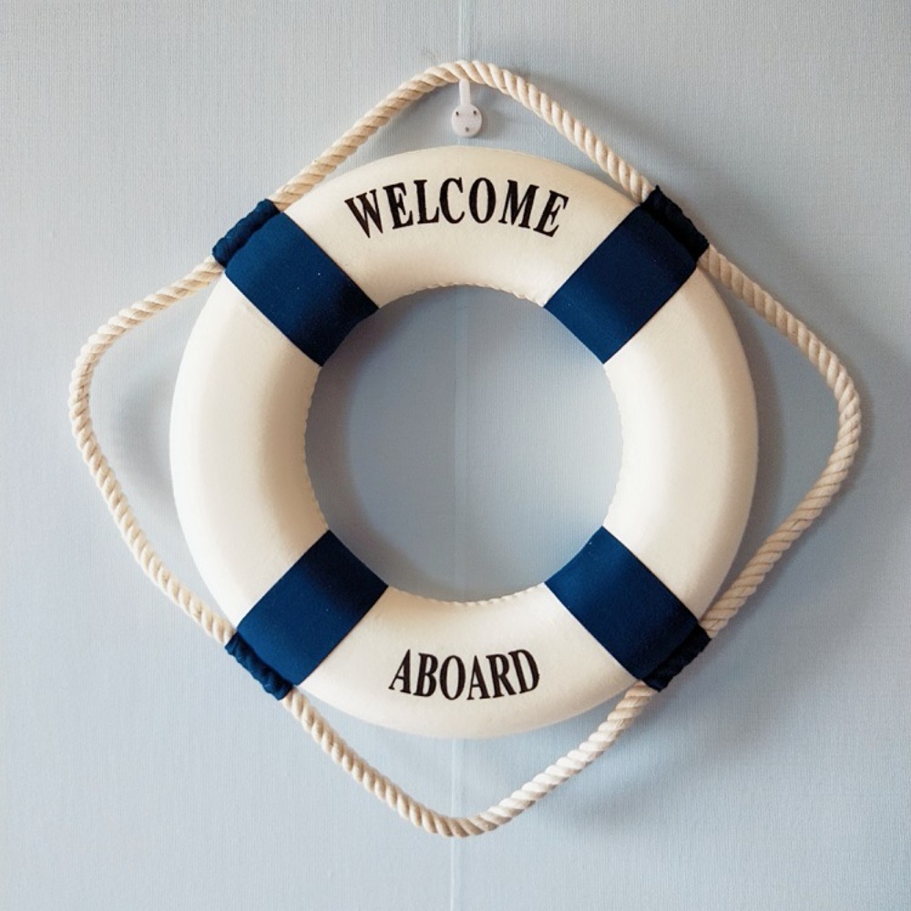 Nautisk livring väggdekoration välkommen ombord livboj båttema hem strandhusdekoration vardagsrum liten prydnad