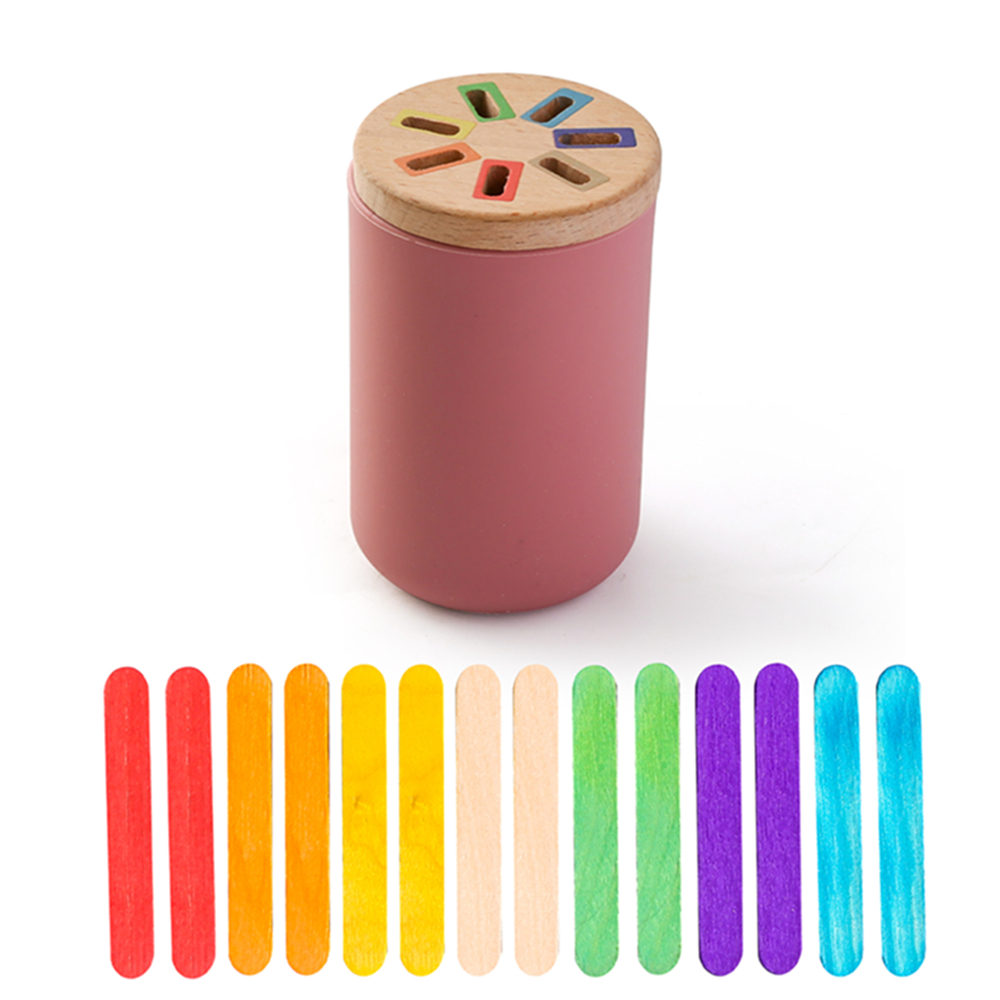 Counting Montessori Toys Wooden Stick Matching Games Color Sorting Cup Preschool Learning Education Toys for Kids Girls Boys: light green