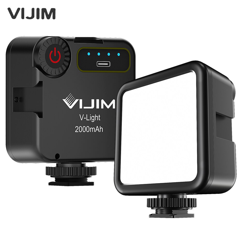 Vijim V-Licht Mini Led Video Licht Fotografie Licht Vullen 5500K Dimbare CRI95 + Met Koud Shoe Mount voor Smartphone Camera Vlog