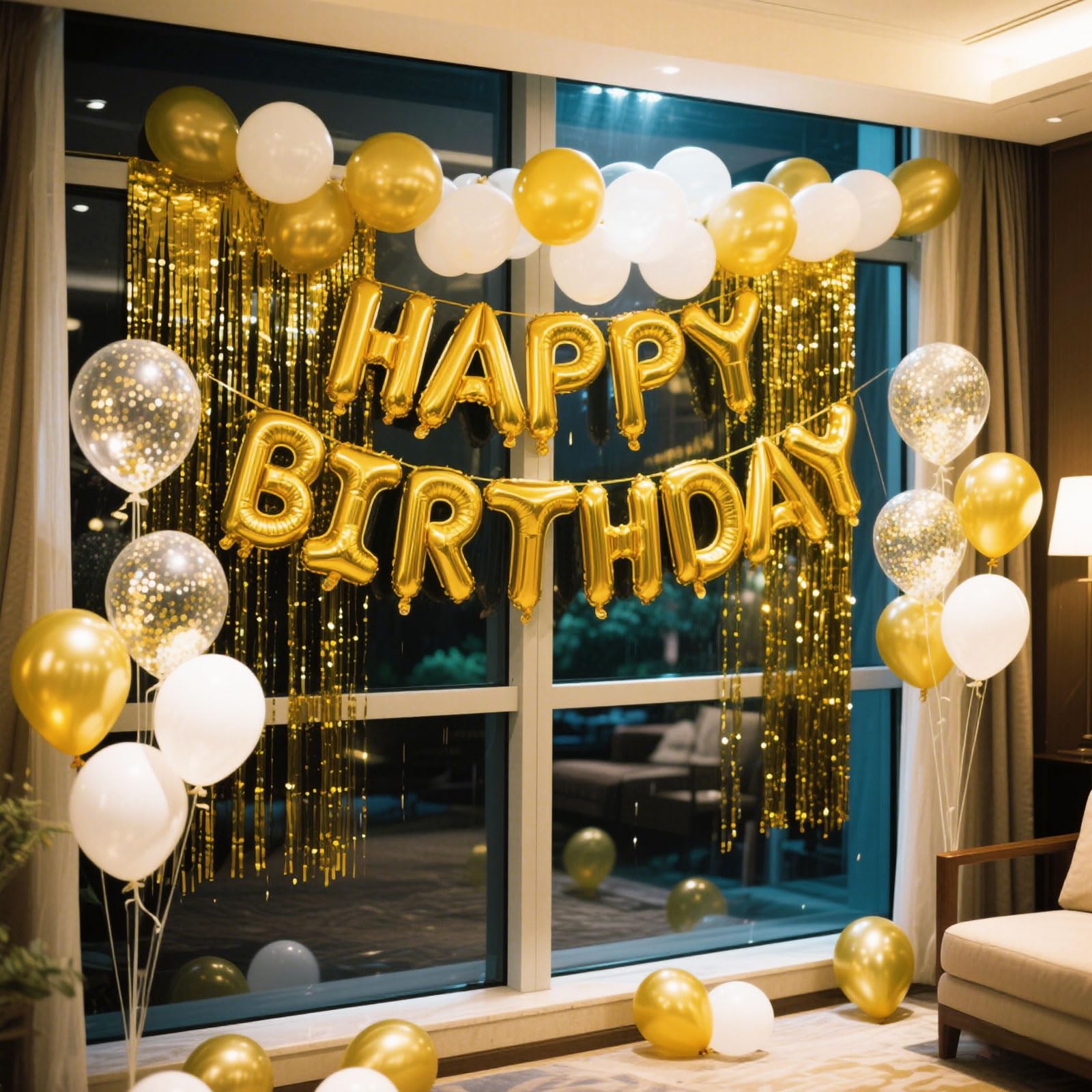 Gullblå bursdagsballong 16 cm foliebokstaver bursdagsskilt banner med bursdagsmotiv til jenter takrenne låve voksne bursdagsdekorasjon
