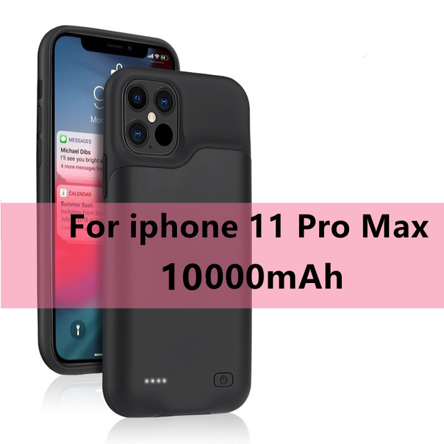 10000mAh Battery Charger Case For iPhone 11 12 Pro Max for iPhone 6 6S 7 8 Plus 7p 8p XR X S MAX SE 2 Power Bank Charging Cover: Black For 11 Pro MAX