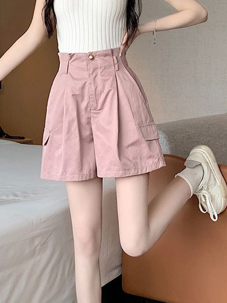 Zoki  y2k streetwear cargo shorts kvinder vintage højtaljede afslappede shorts preppy stil løse dame retro sommer cargo shorts