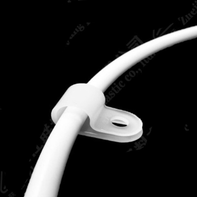 1000 st/lot plast p klämmor svarta slangfästen kabel slitstark r-typ nylon kabel klämma montering fixa elektriska kopplingar